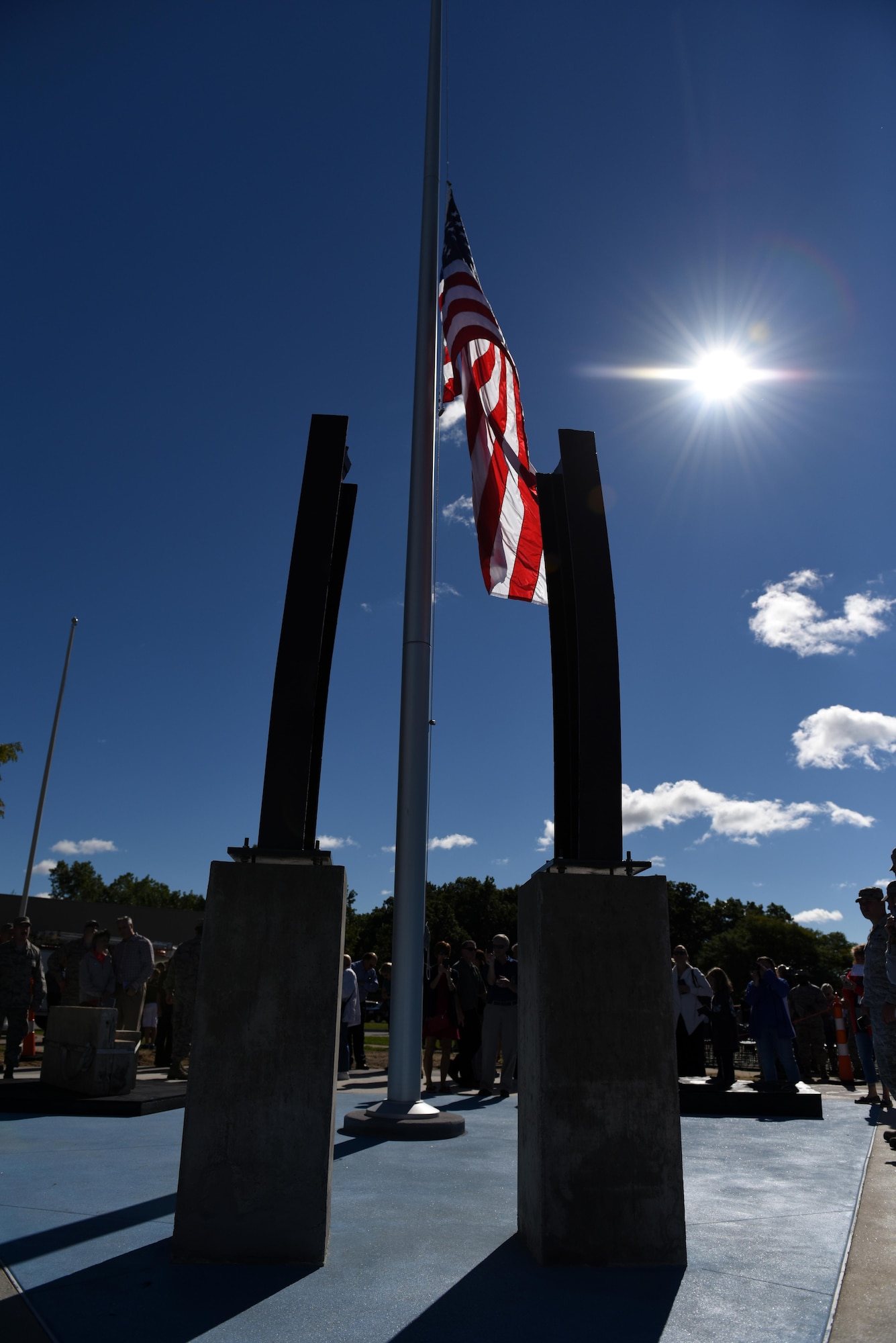 The Northwest Ohio 9/11 Memorial, located at the 180th Fighter Wing in Swanton, Ohio, was unveiled following the completion of phase 1 of construction on Sept. 11, 2016. Airmen with the 180FW and service members and civilians across the country marked the 15th anniversary of 9/11. Nearly 3,000 innocent lives were lost during the attacks.