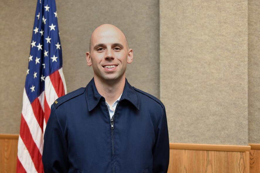 U.S. Air Force 2nd Lt. Joseph DeLullo, 315th Training Squadron student, stands for a portrait at Brandenburg Hall on Goodfellow Air Force Base, Texas, Dec. 2, 2016. DeLullo is the Goodfellow Student of the Month spotlight for November, a series highlighting Goodfellow students. (U.S. Air Force photo by Airman 1st Class Chase Sousa/Released)