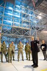Sen. Tom Carper, D-Del., thanks members of the 436th Maintenance Squadron C-5 Isochronal Inspection Dock for conducting his tour Nov. 28, 2016, at Dover Air Force Base, Del. During his tour of the ISO Dock, Carper walked across the wings of a C-5B Galaxy undergoing an inspection, observed maintenance being performed and talked with aircraft maintainers. (U.S. Air Force photo by Roland Balik)