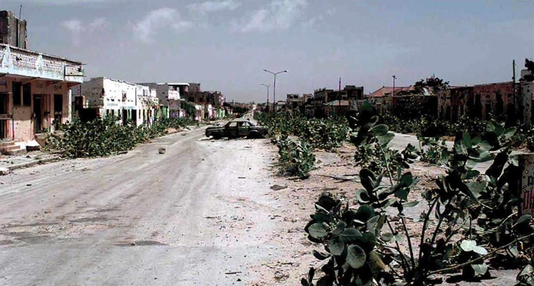 An abandoned Mogadishu Street known as the Green Line, Jan 1993. In conflict action bereft of regional understanding is more likely to have cascading negative effects.