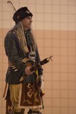 The chief of the Wolf Creek Cherokee Tribe performs during the National American Indian Heritage Pow Wow at Joint Base Langley-Eustis, Va., Nov. 30, 2016. After his performance, a member of the tribe explained what he was wearing and why. (U.S. Air Force photo by Senior Airman Kimberly Nagle)