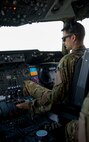 U.S. Air Force Capt. Mike, a KC-10 Extender pilot deployed in support of Operation Inherent Resolve, flies during a refueling mission near Mosul, Iraq, Nov. 20, 2016. KC-10 aircrews leverage the aircraft's unique ability to supply fuel using both the centerline refueling boom and drogue-and-hose system during the same mission, meaning they can supply a wide range of fighters, bombers and intelligence, surveillance and reconnaissance aircraft without landing to switch systems. (U.S. Air Force photo by Staff Sgt. R. Alex Durbin)
