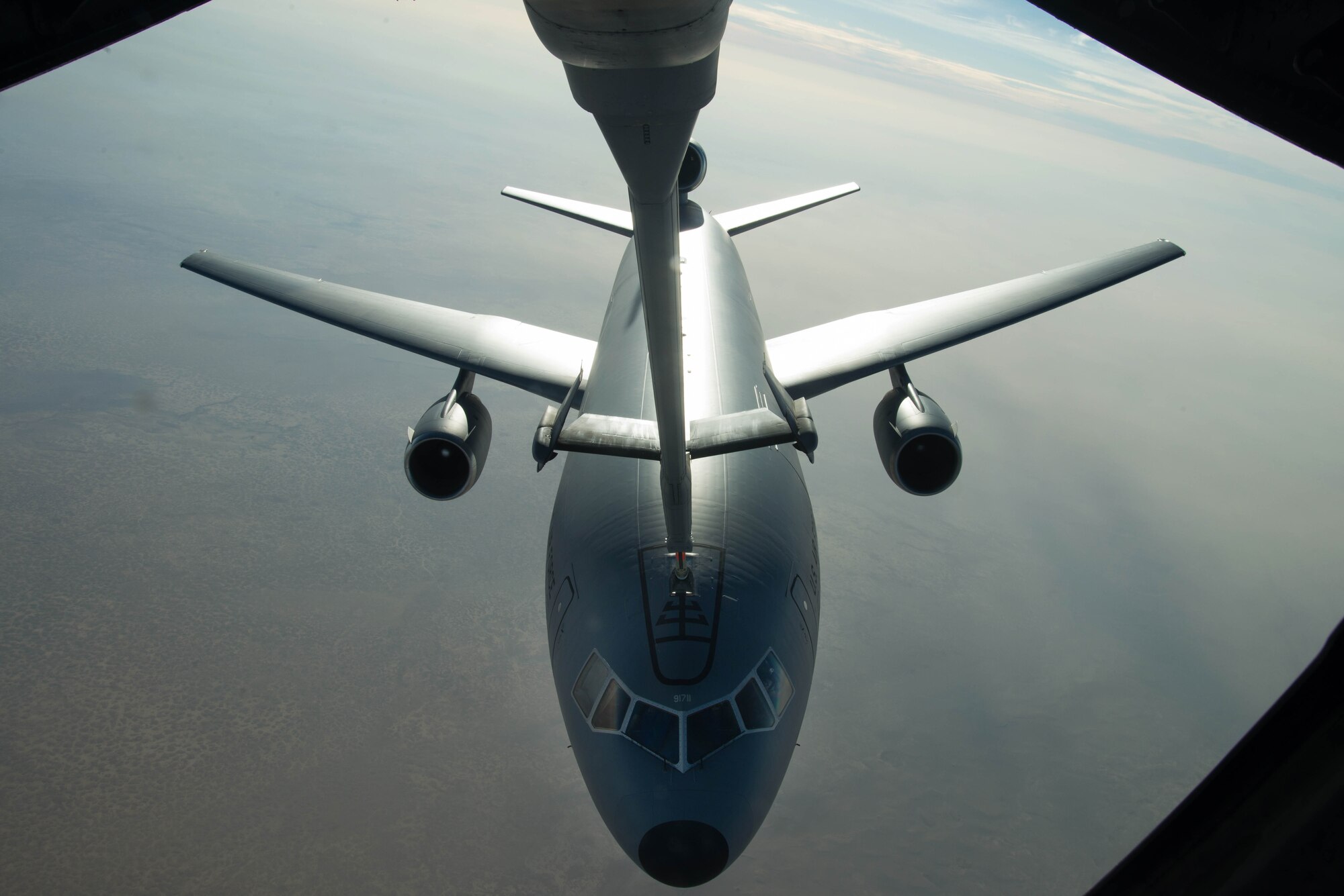 A U.S. Air Force KC-10 Extender refuels near Mosul, Iraq, Nov. 20, 2016.  The KC-10 Extender is an Air Mobility Command advanced tanker and cargo aircraft designed to provide increased global mobility for U.S. and Coalition armed forces. (U.S. Air Force photo by Staff Sgt. R. Alex Durbin)