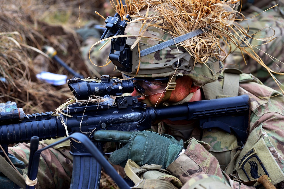 A soldier engages targets while participating in a live-fire exercise during Exercise Mountain Shock at Pocek Range in Slovenia, Dec. 5, 2016. Army photo by Davide Dalla Massara