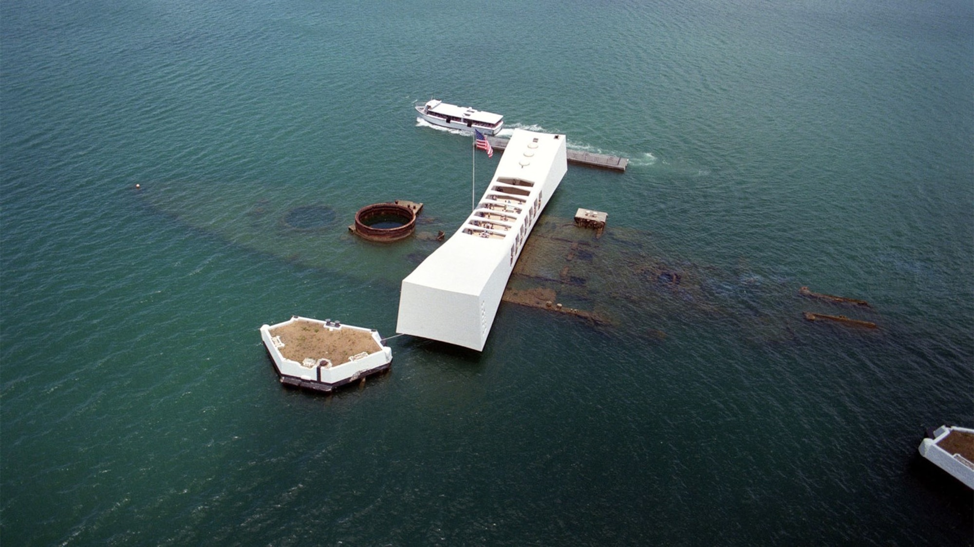 The USS Arizona as it is today. Survivors of the attack who were assigned to the USS Arizona can be interred in the ship. To date 32 survivors have chosen the honor. (Courtesy photo) 