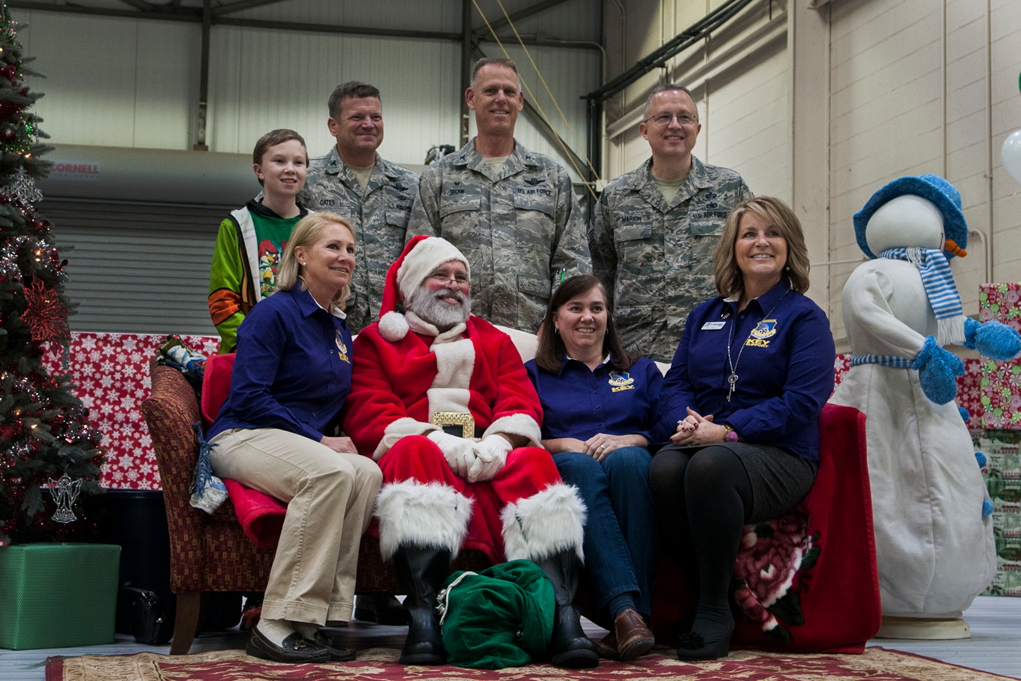 Members of the 434th Air Refueling Wing command staff pose with their family members and Santa during a Christmas celebration at Grissom Air Reserve Base, Ind. Dec. 3, 2016. Grissom wishes everyone a safe and happy holiday. (U.S. Air Force photo/Staff Sgt. Dakota Bergl) 