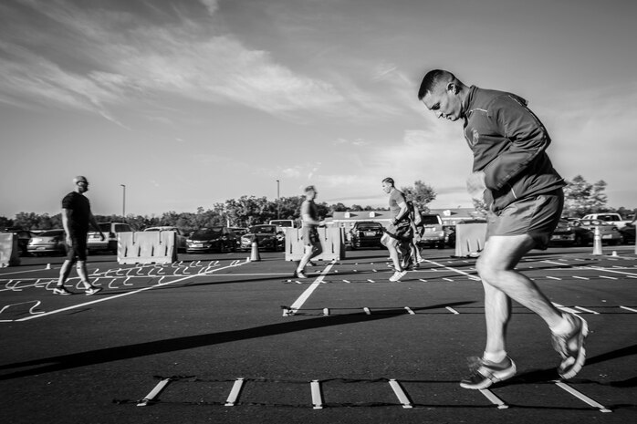 The Strength and Conditioning Coach monitors proper execution of agility drills. While attending the course, FFI students learn the importance of how agility increases performance on the battlefield.