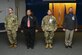 From left, U.S. Army Staff Sgt. Christopher Chiodo, 128th Aviation Brigade Distinguished Military Instructor of the Year, Alexander Tejada, 128th Avn. Bde. Distinguished Civilian Instructor of the Year, Staff Sgt. Bryan Rios, 128th Avn. Bde. Distinguished Military Instructor of the Quarter, and Michael Marsh, 128th Avn. Bde.  Distinguished Civilian Instructor of the Quarter, pose for a photo during a ceremony at Joint Base Langley-Eustis, Va., Dec. 6, 2016. The brigade has recognized distinguished instructors for more than 25 years. (U.S. Air Force photo by Tech. Sgt. Katie Gar Ward)