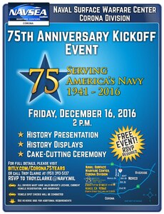 NSWC Corona 75th Anniversary Kickoff Event Flyer