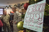 Marine Gen. Joseph F. Dunford, Jr., chairman of the Joint Chiefs of Staff, and USO entertainers meet with service members at Incirlik Air Base, Dec. 5, 2016. Dunford, along with USO entertainers, will visit service members who are deployed from home during the holidays at various locations across the globe. This year’s entertainers included actor Chris Evans, actress Scarlett Johansson, NBA Legend Ray Allen, 4-time Olympic Medalist Maya DiRado, Country Music Singer Craig Campbell, and mentalist Jim Karol. (DoD photo by Navy Petty Officer 2nd Class Dominique A. Pineiro)