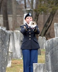 New York Army National Guard Spec. Taylor Kuchera, assigned to Co. A, 101st Signal Battalion plays taps during a wreath laying ceremony marking the 234th birthday of President Martin Van Buren at Van Buren's grave site in Kinderhook, New York on Monday, Dec. 5. The annual event recognizes the former President Martin Van Buren, a Columbia County native who died on July 24, 1862 in Kinderhook, N.Y. He was born on Dec. 5, 1782. 