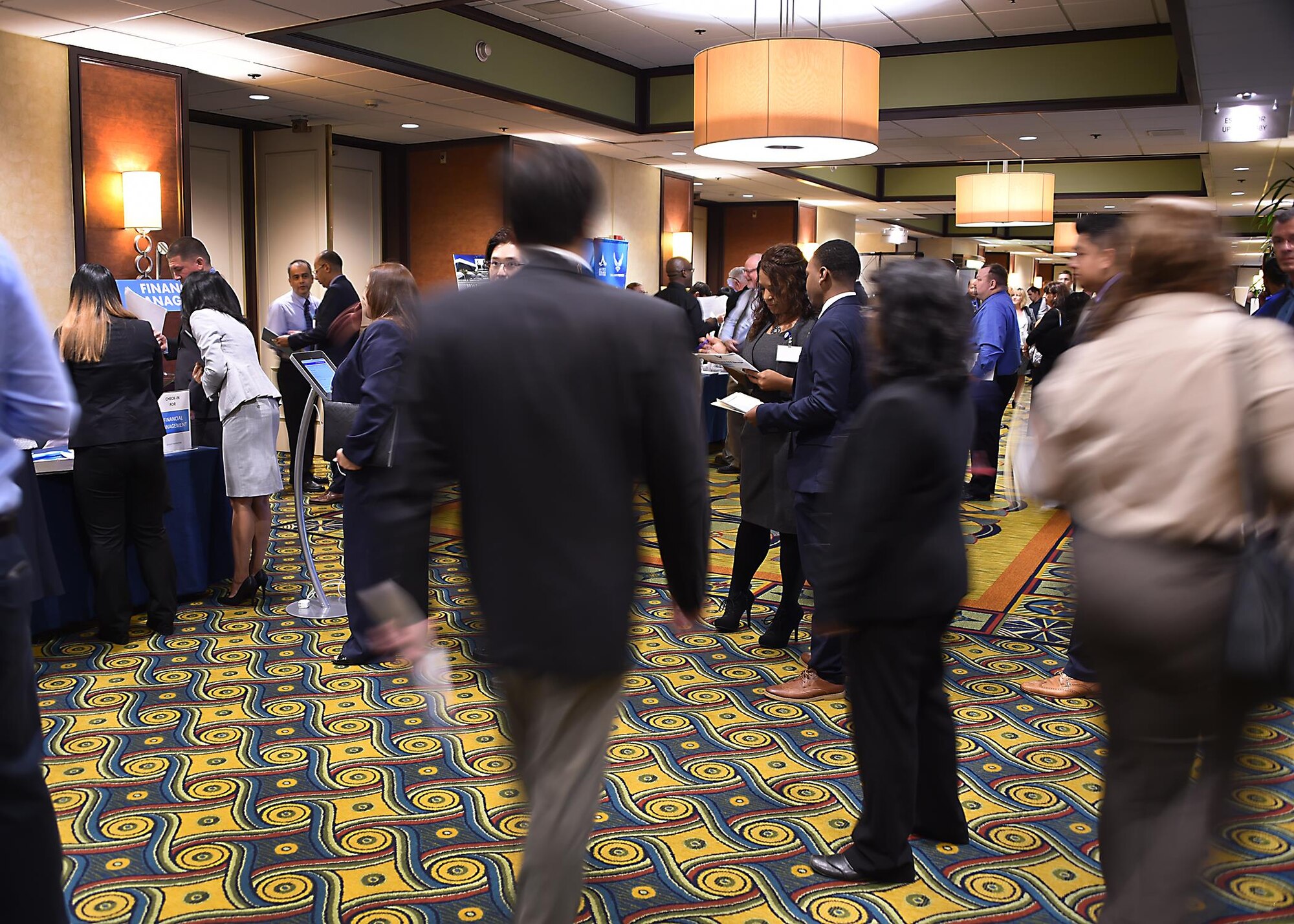 The hallways of the Los Angeles Airport Marriott were a flurry of activity as personnel from the Space and Missile Systems Center and Air Force Personnel Center hosted an Air Force Civilian Service Job Fair Nov. 16. More than 1,000 pre-registered applicants, plus another 500 in attendance, made the largest one-day hiring event ever hosted by the Air Force a success.