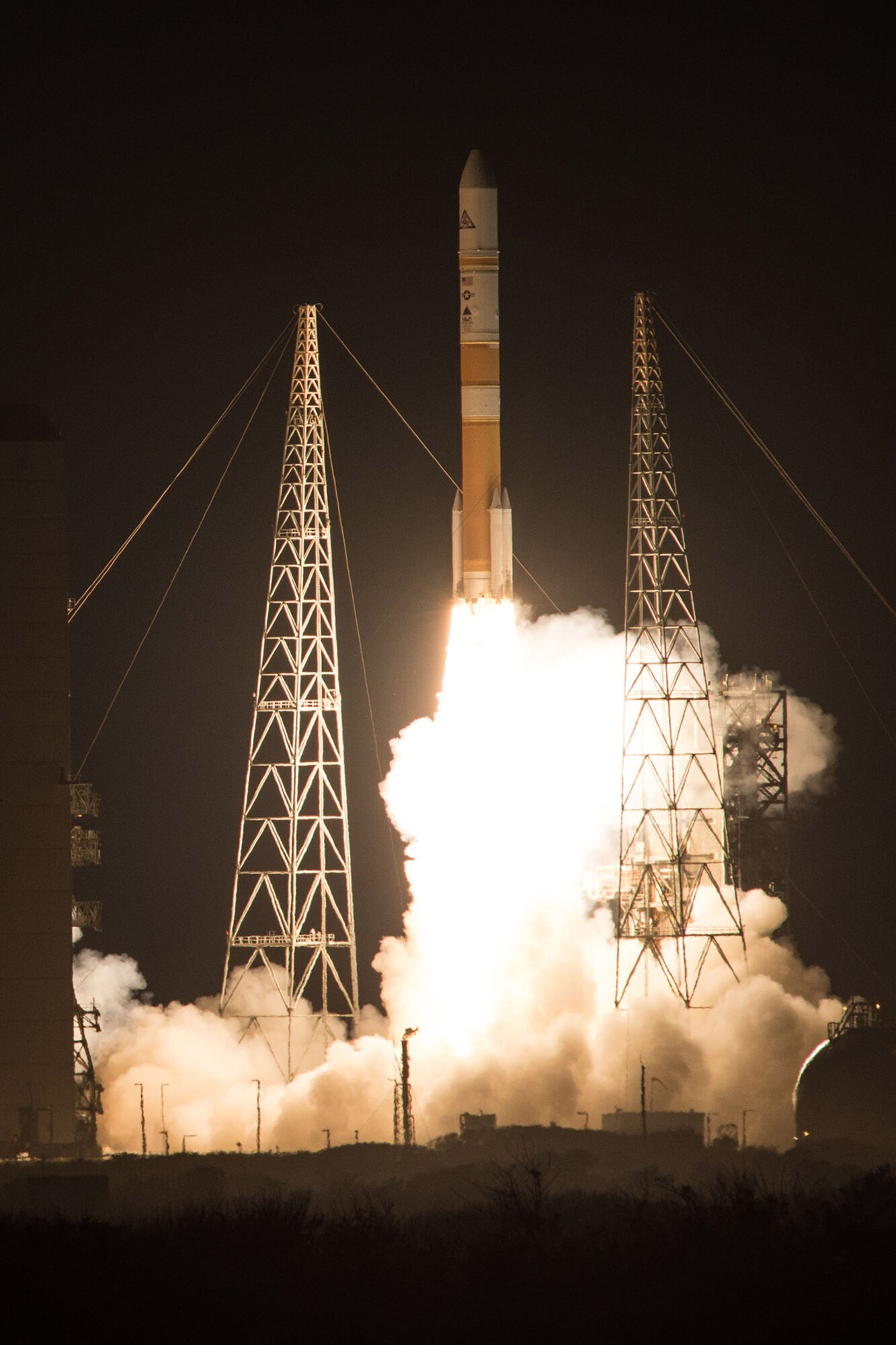 A Delta IV rocket carrying WGS-8 satellite lifts off from Space Launch Complex-37 at 6:53 p.m. EDT, Dec. 7.
(Photo courtesy of United Launch Alliance)

