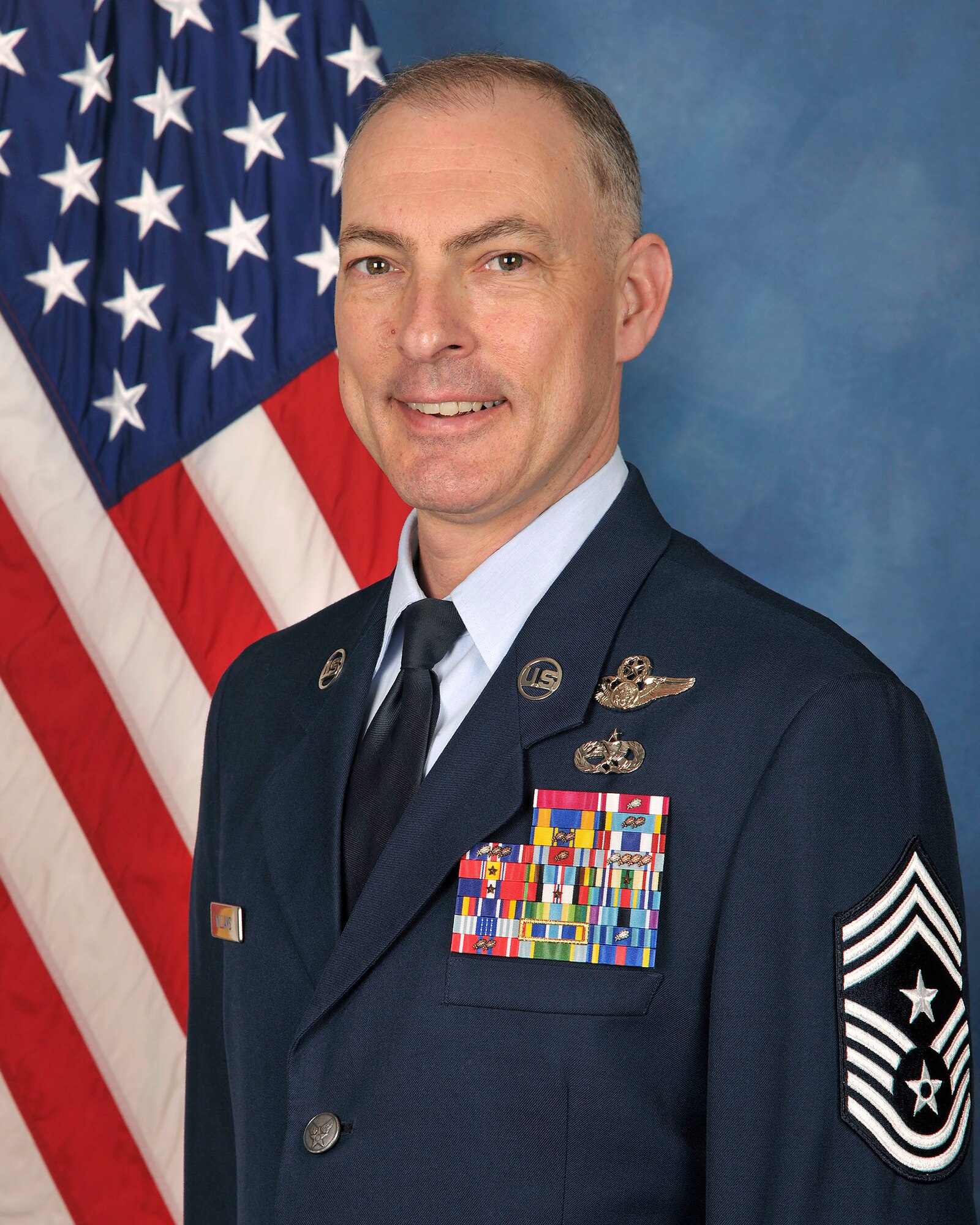 CMSgt  Larry C. Williams, Jr., Command Chief, U.S. Air Force Expeditionary Center,  bio photo taken January 15, 2016.