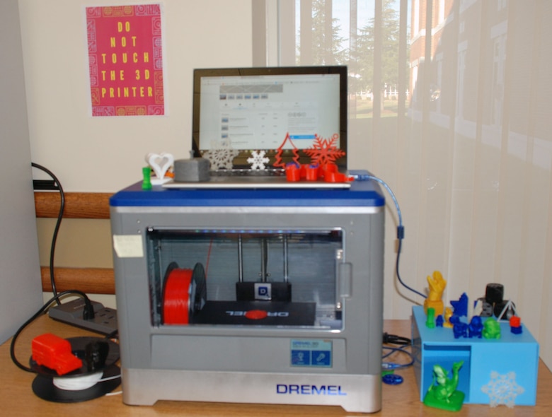 3-D printer in the Makerspace in the Quantico Base Library