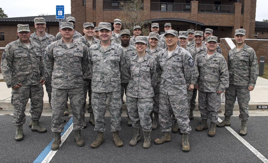 Moody’s chief master sergeants and selectees pose for a photo Dec. 7, 2016, at Moody Air Force Base, Ga. All chief master sergeants are expected to serve as mentors to commissioned and noncommissioned officers, as well as junior enlisted members. (U.S. Air Force photo by Airman 1st Class Janiqua P. Robinson)