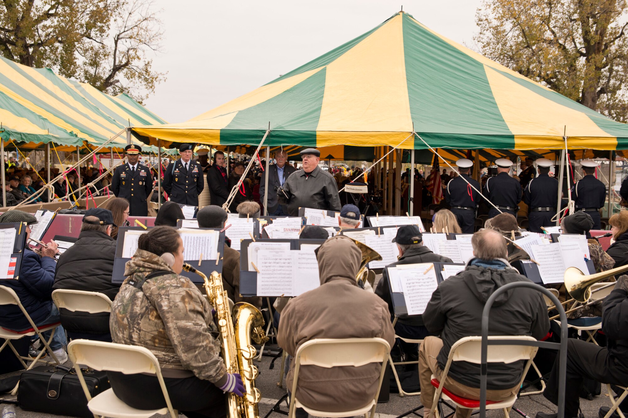 The North Little Rock Community Concert Band, conducted by Rico Belotti, plays the “Arkansas Pearl Harbor Survivor March,” during the “Arkansas Remembers Pearl Harbor Ceremony” at the Arkansas Inland Maritime Museum in North Little Rock, Ark., Dec. 7, 2016. An overflow crowd witnessed the ceremony which commemorated the 75th Anniversary of the attack on Pearl Harbor. (U.S. Air Force photo by Master Sgt. Jeff Walston/Released)