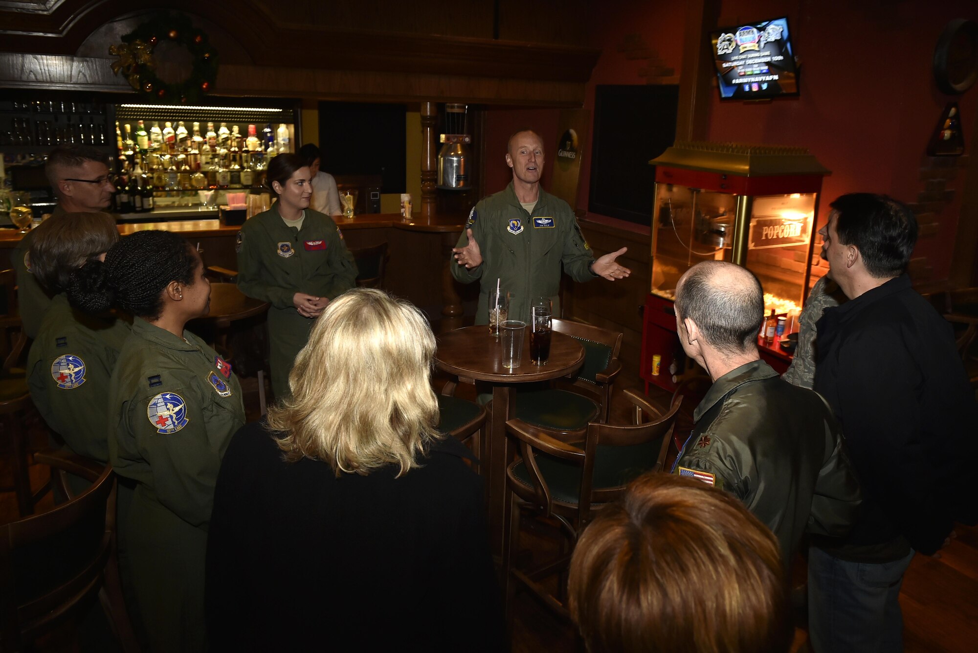 California Air National Guard Maj. Gen. Jon Kelk, U.S. Air Forces in Europe and Air Forces Africa ANG mobilization assistant to the USAFE commander, addresses the governors of Wisconsin, Nevada, and Oklahoma, at Ramstein Air Base, Germany, Dec. 8, 2016. Kelk addressed the governors and informed them of the continued need for legislative and executive support. (U.S. Air Force photo by Senior Airman Jonathan Bass)