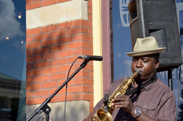 Lt. Col. Christopher Afful plays his saxophone during a recent gig in Macon, Georgia. As a Citizen Airman, Afful is the chief of the Agile Combat Support Branch within the Force Generation Center's Forces Division at Headquarters Air Force Reserve Command, Robins Air Force Base, Georgia. (Courtesy photo)