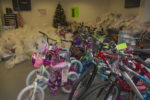 Gifts await donation to the Salvation Army Angel Tree Program on Joint Base Andrews, Md., Dec. 9, 2016. The 779th Medical Group and 811th Security Forces Squadron organized two hundred and fifty toys for donation to the program, which gathers holiday presents for children of the less fortunate. (U.S. Air Force photo by Airman 1st Class Valentina Lopez)