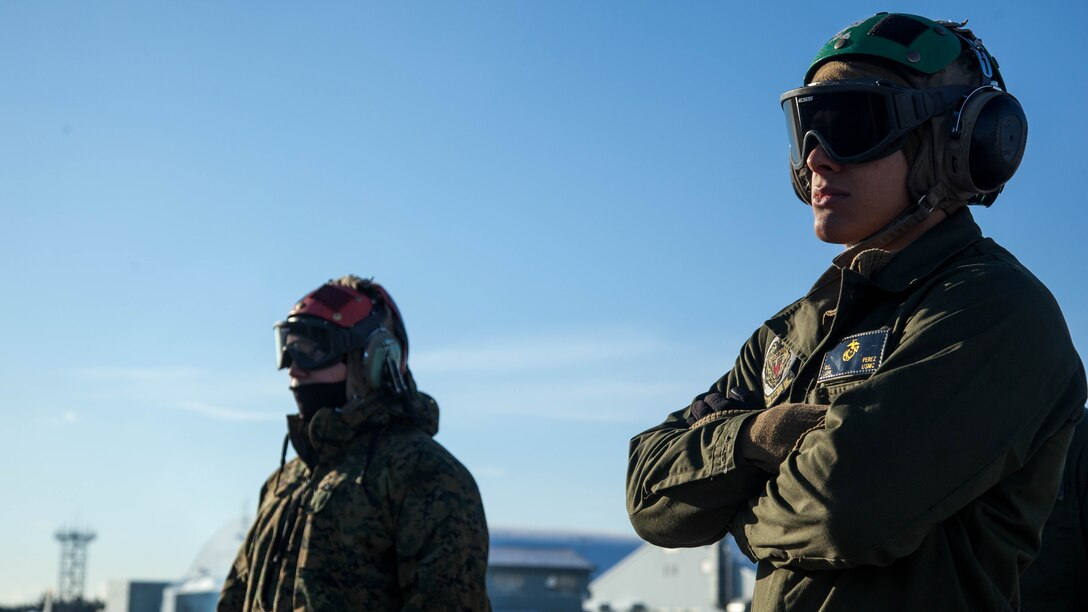 U.S. Marines with Marine Attack Squadron (VMA) 542 conduct preflight inspections during the Aviation Training Relocation Program at Chitose Air Base, Japan, Dec. 8, 2016. During the ATR the Marines with the power line division for VMA-542 have ensured the safety of all aircraft involved through routine flight inspections, launching the aircraft and recovering the aircraft. (U.S. Marine Corps photo by Cpl. James A. Guillory)