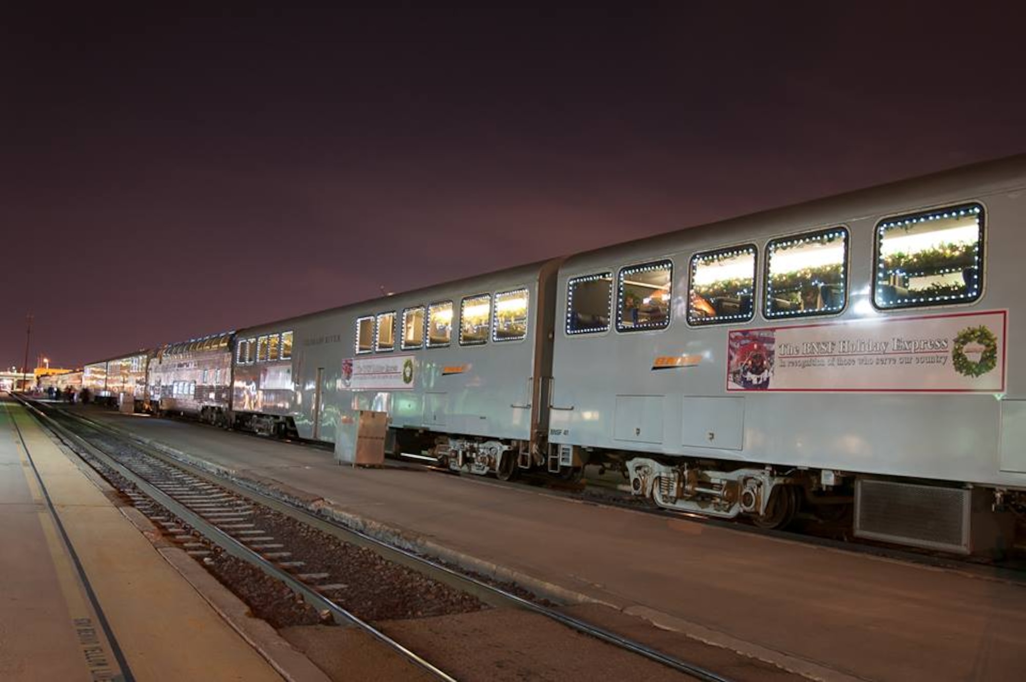 Burlington Northern and Santa Fe Railway Company, a nationwide freight transportation company, has been running its Holiday Express for the past eight years to give members of the military and their families the experience of riding a train. About 300 Team Kirtland members experienced the holiday train ride. 