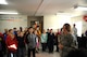 Command Chief Master Sgt. Shirley Wilcox, 916th Air Refueling Wing command chief, thanks students at Wayne Preparatory Academy for the care packages they prepared on Dec. 2, 2016, in Goldsboro, North Carolina. (U.S. Air Force photo by Senior Airman Jeramy Moore/released)