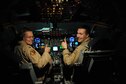 Pilots with the 911th Air Refueling Squadron power through a pre-flight checklist on Dec. 8, 2016 at Seymour Johnson Air Force Base, North Carolina. Their flight took care packages to deployed Airmen overseas. (U.S. Air Force photo by Senior Airman Jeramy Moore/released)