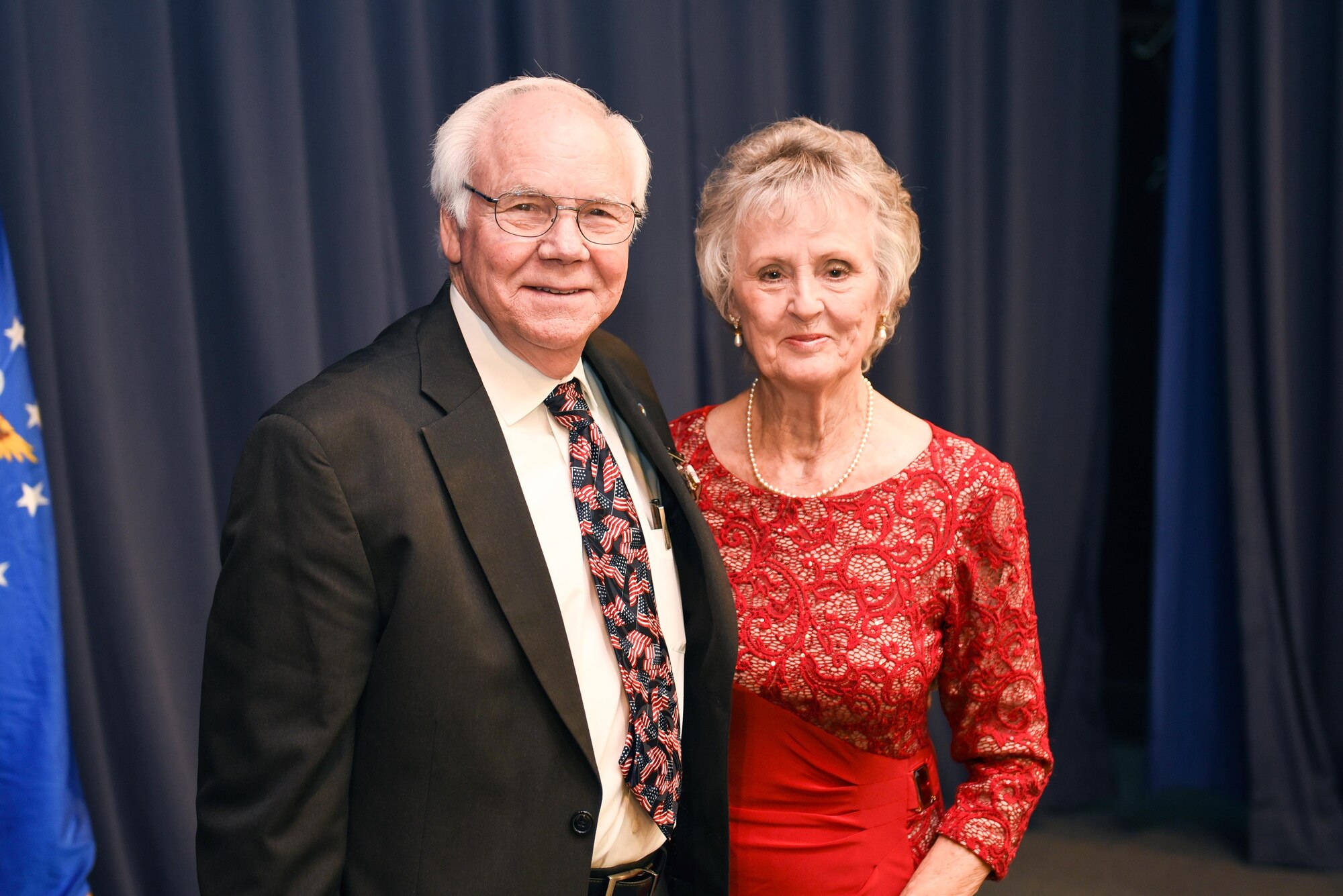 Jerry McCallister and his wife Lee at his retirement ceremony at Hurlburt Field, Fla., Dec. 9, 2016. McCallister retired from the civil service after 30 years. He also served 23 years on active duty bring his total service to the Air Force at 53 years. (U.S. Air Force photo by Senior Airman Jeff Parkinson)