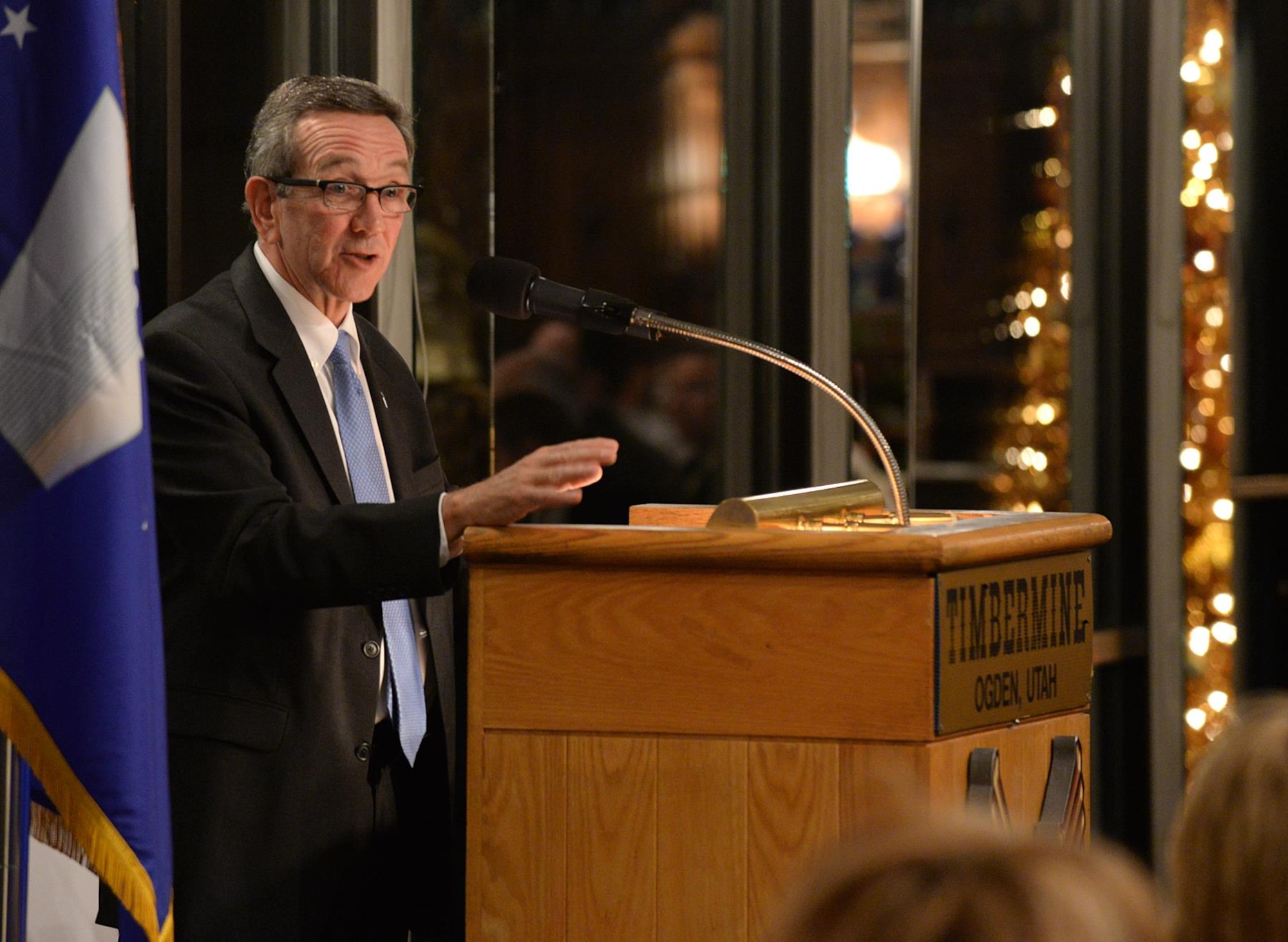 Frank Washburn, 448th Supply Chain Management Wing director, Tinker Air Force Base, Okla., was the guest speaker for the 2016 Air Force Association Kevin J. Sullivan Awards. The Sullivan Awards recognize top performers in logistics and maintenance. (U.S. Air Force photo by Alex R. Lloyd)
