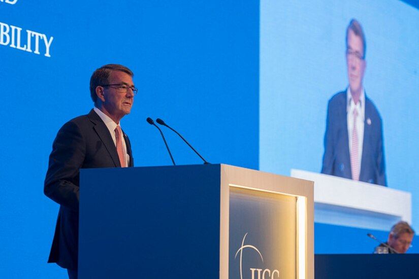 Defense Secretary Ash Carter speaks at the Manama Dialogue in Bahrain, Dec. 10, 2016. DoD photo by Air Force Tech. Sgt. Brigitte N. Brantley