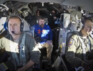 Reporters from 3 local Birmingham, Alabama television stations flew on a air refueling mission as part of a media incentive flight hosted by the 117th Air Refueling Wing, Birmingham, Alabama December 7, 2016 . (U.S. Air National Guard photo by: Senior Master Sgt. Ken Johnson)