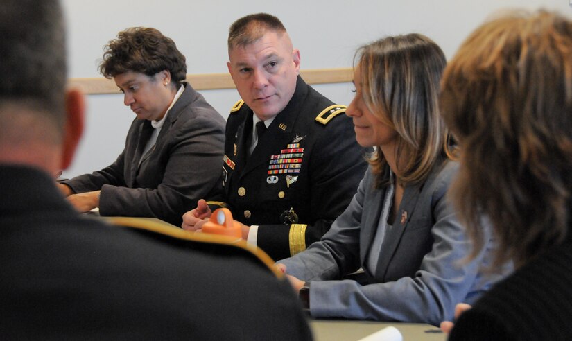 Maj. Gen. Troy D. Kok, commanding general of the Army Reserve’s 99th Regional Support Command, speaks during a capabilities briefing for federal congressional staff members Dec. 9 at the Maj. Gen. Maurice Rose Armed Forces Reserve Center in Middletown, Connecticut. Kok hosted the event in order to help the congressional members understand the Army Reserve’s unique roles and capabilities, to include support to civil authorities in response to natural disasters.