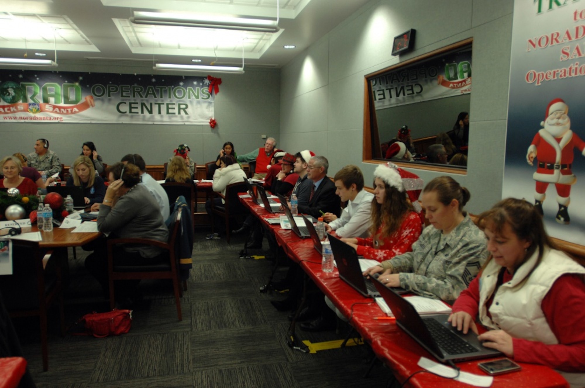 The North American Aerospace Defense Command, or NORAD, at Peterson Air Force Base, Colo., tracks Santa’s 2015 yuletide journey.  