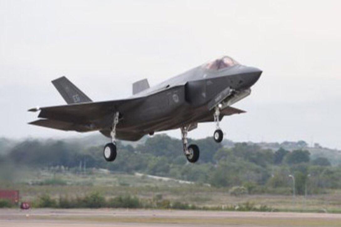 An F-35A Lightning II prepares to land at Alliance Airport, Fort Worth, Texas, Oct.15, 2016. Air Force photo by Staff Sgt. Peter Thompson