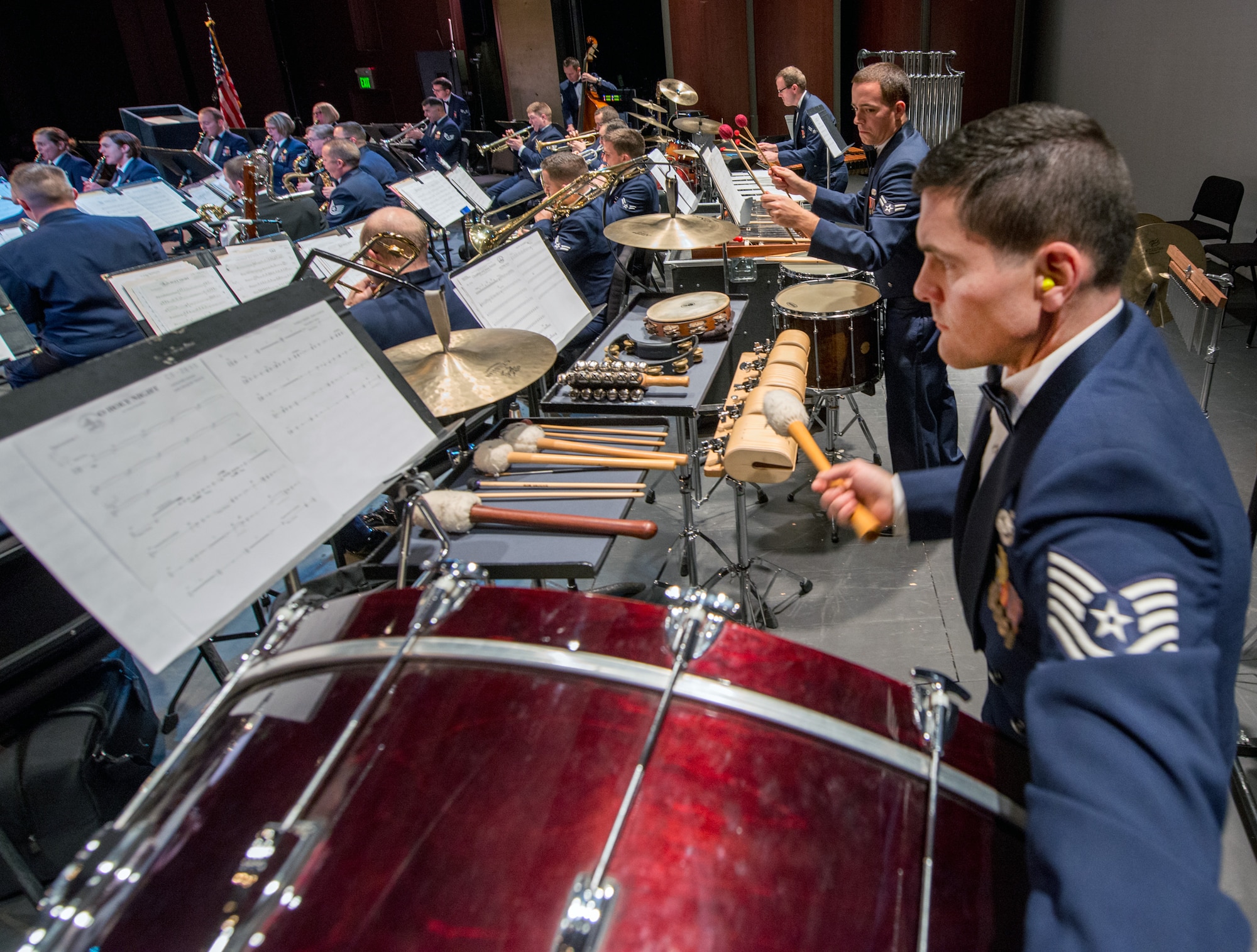 The U.S. Air Force Band of the Golden West from Travis Air Force Base, Calif., performs for a packed house at the Veteran’s Home in Yountville, Calif., Dec. 5, 2016. The performance was part of the band’s annual holiday concert series. This year the band performed six shows over six days at five venues entertaining more than 10,000 people. (U.S. Air Force photo/Louis Briscese)