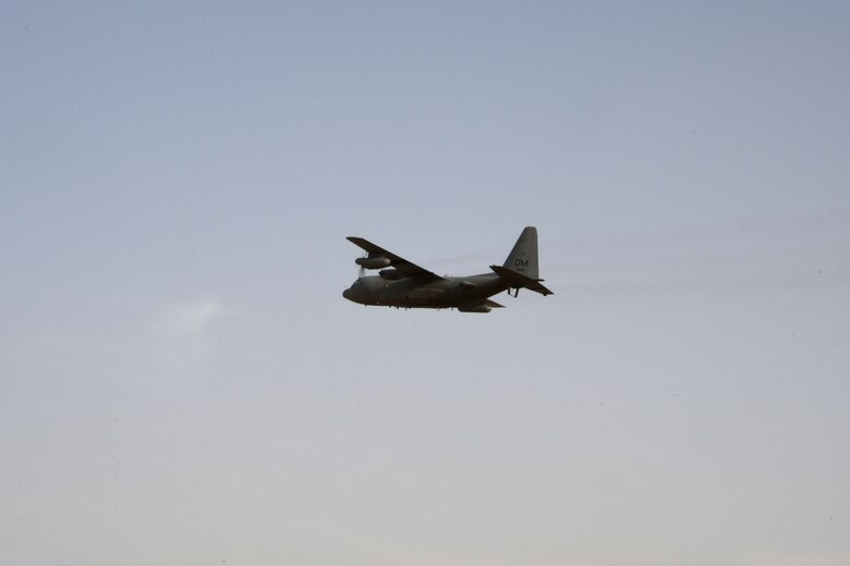 An EC-130H Compass Call flies above an undisclosed location in Southwest Asia Dec. 5, 2016. The Compass Call is a low-density, high-demand asset supporting ground operations against Da’esh. (U.S. Air Force photo/Senior Airman Andrew Park)