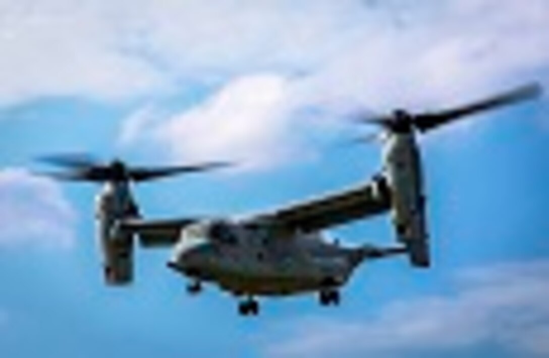 A U.S. Marine Corps MV-22B Osprey take flight after a static display presented by Marines of the 31st Marine Expeditionary Unit to Republic of Korea Marines and sailors on Camp Hansen, Okinawa, Japan, Nov.30, 2016. 31st MEU Marines continue to participate in events with their ROK counterparts to strengthen interoperability and partnerships. (U.S. Marine Corps photo by Lance Cpl. Jorge A. Rosales/released) 