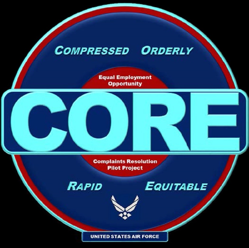 This is the program badge for EO's complaint resolution process known as Compressed, Orderly, Rapid and Equitable Process (CORE).
