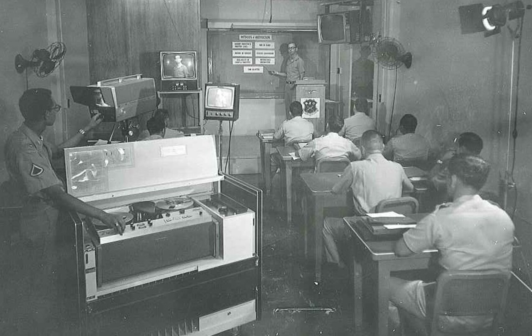 One of MFSS-TV's first tasks was to set up and trained instructors in the use of video trainers systems which allowed for delayed, repeated playback and magnification and were used extensively during train-the-trainer courses for appraisals and self-evaluation of instructors’ presentation techniques.  