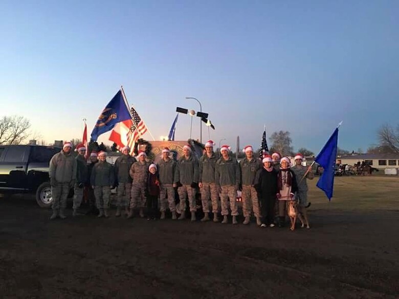 CAVALIER AIR FORCE STATION, N.D.—Members from the 10th Space Warning Squadron at Cavalier Air Force Station, N.D., prepare to lead the Santa Parade in the local town of Cavalier, N.D. Nov. 26, 2016. Each year the 10th SWS, a geographically separated unit of the 21st Space Wing at Peterson Air Force Base, Colo., participates in the parade with the local townspeople to ring in the holidays. (Courtesy photo)