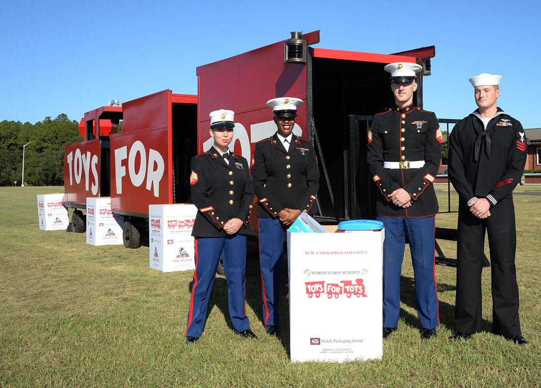 Toys for Tots Program staff members collect toys for the 2016 Toys for Tots campaign aboard Marine Corps Logistics Base Albany, Ga., recently.