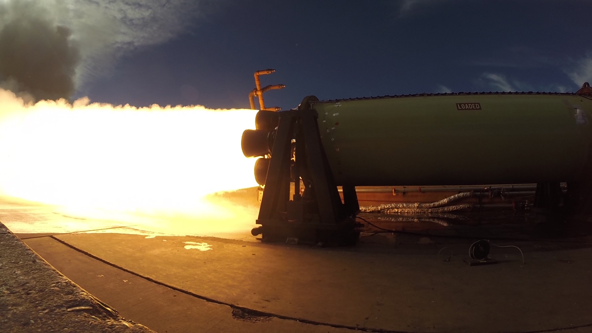 To assure continued safety, SMC's Rocket System Launch Program conducts periodic static fire tests like the one conducted on a 50-Year Old Minuteman Motor,  Oct. 13. This test was unique because of the age of the motor.