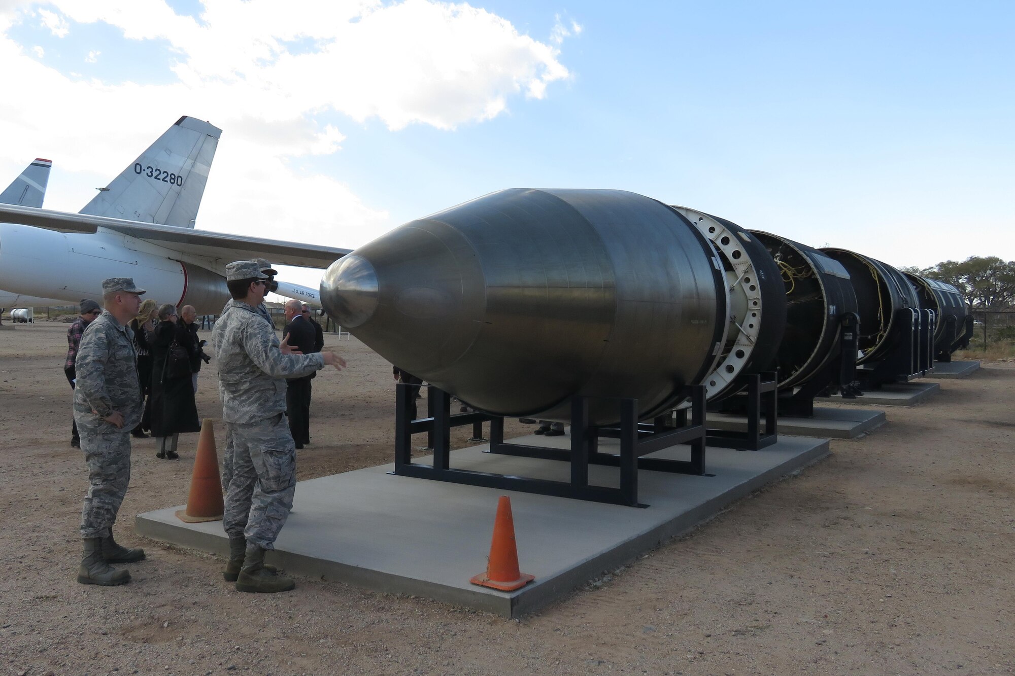 The finished Peacekeeper display is unveiled at the National Museum of Nuclear Science and History’s Heritage Park, Nov. 17