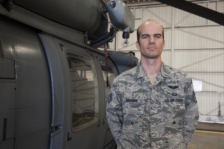 U.S. Air Force Staff Sgt. Sterling Brisbin, 31st Rescue Squadron pararescueman, aided in the rescue of five Marines assigned to Marine Aircraft Group 36, 1st Marine Aircraft Wing following a landing in shallow water off the Okinawa coastline in an MV-22 Osprey Dec. 13, 2016. Members of the 31st worked alongside members of the 33rd RQS, Japan Air Self-Defense Force and the Japan Coast Guard in rescuing the crew of the downed aircraft. (U.S. Air Force photo by Senior Airman Lynette M. Rolen/released)