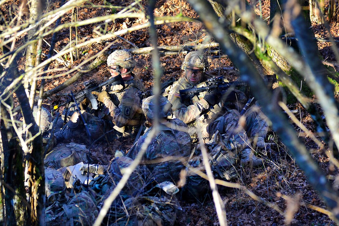 Soldiers advance toward a follow-on objective during a live-fire exercise as part of Exercise Mountain Shock at Pocek Range in Slovenia, Dec. 9, 2016. Army photo by Davide Dalla Massara