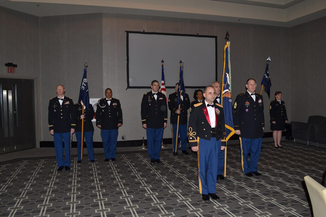 The leadership of the 3rd Battalion, 379th Regiment, cased their colors at the battalion's deactivation ceremony in Fort Smith, Arkansas on Dec. 10, 2016. The ceremony marks the closing of the unit as part of a larger restructuring of the 800th Logistics Support Brigade, which is headquartered in Mustang, Oklahoma. (Photo Credit: Sgt. 1st Class Emily Anderson)