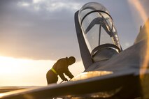 U.S. Air Force Airman Hoyal Moseley, a 14th Aircraft Maintenance Unit crew chief, climbs down a ladder at Misawa Air Base, Japan, Dec. 12, 2016. Crew chiefs perform inspections for the F-16 Fighting Falcon before every flight ensuring pilots are operating a reliable, mission capable aircraft. Inspections include reviewing hydraulic and oil levels as well as general airframe damage. (U.S. Air Force photo by Airman 1st Class Sadie Colbert)