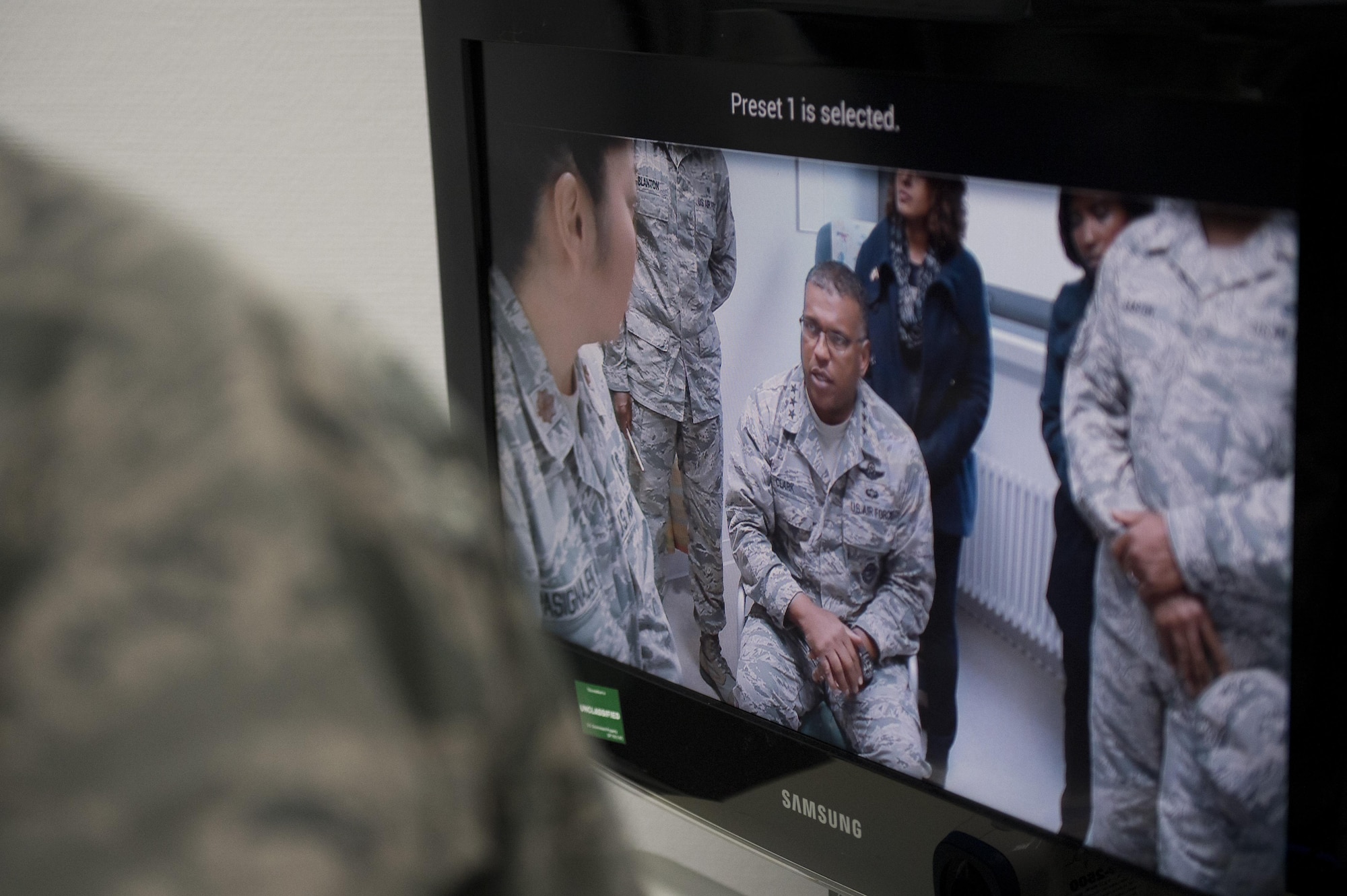 U.S. Air Force Lt. Gen. Richard Clark, 3rd Air Force and 17th Expeditionary Air Force commander, views how the 52nd Medical Group’s clinic uses technology to connect patients with doctors during a base familiarization tour at Spangdahlem Air Base, Dec. 14, 2016. Clark’s tour included a breakfast and lunch with outstanding performers, a brief about the wing’s accomplishments, a sneak peek at base renovations and an all call with more than 500 Airmen. (U.S. Air Force photo by Airman 1st Class Preston Cherry)