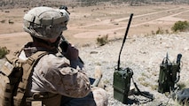 This fiscal year Marines will receive smart phones that make calling for fire support easier, quicker and more accurate.  The Target Handoff System Version 2, or THS V.2, is a portable system designed for use by dismounted Marines to locate targets, pinpoint global positioning coordinates and call for close air, artillery and naval fire support using secure digital communications. (U.S. Air Force Photo by Staff Sgt. Joe Laws)